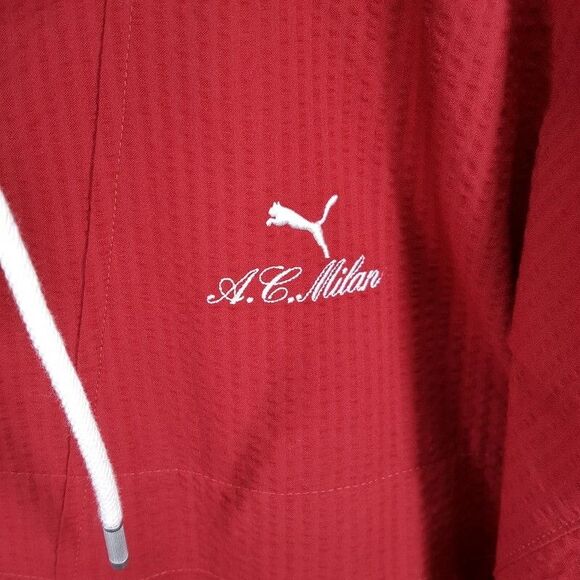 PUMA Jacket Mens XL Red Zip Up Windbreaker AC Milan MMQ Football Soccer Cricket - Picture 3 of 11
